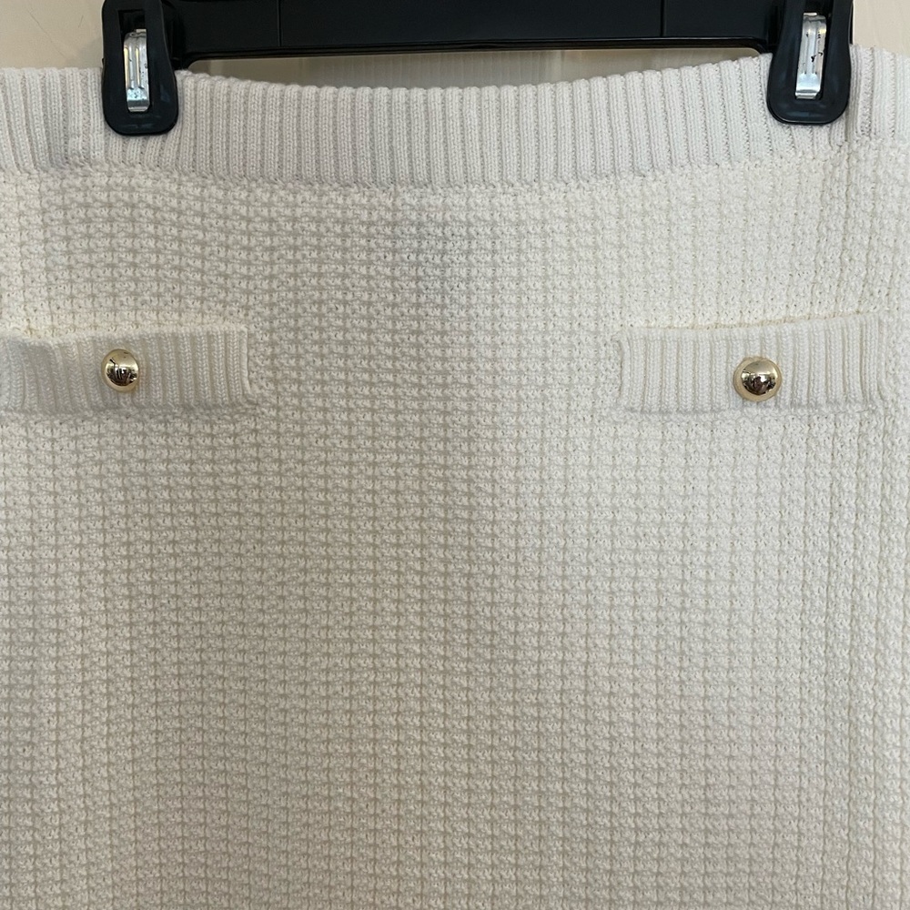 French Connection White Textured Pencil Skirt